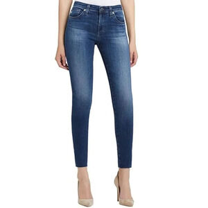 AG Adriano Goldschmied NWT Mid Rise Ankle Legging Jeans Medium Wash Raw Hem
